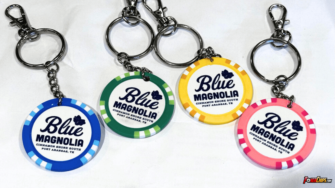 pokerchips.com DIY keychains Blue Magnolia Poker Key Chains 