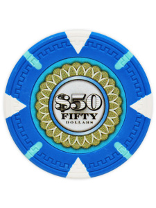 $50 Light Blue - The Mint Clay Poker Chips