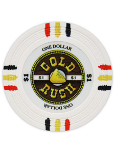 $1 White - Gold Rush Clay Poker Chips