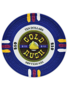 $10 Blue - Gold Rush Clay Poker Chips