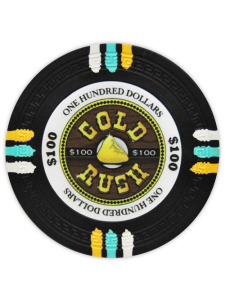 $100 Black - Gold Rush Clay Poker Chips
