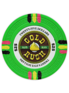 $25 Green - Gold Rush Clay Poker Chips