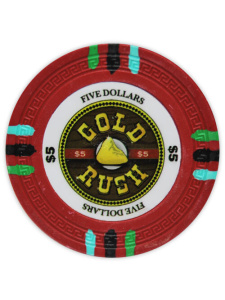 $5 Red - Gold Rush Clay Poker Chips