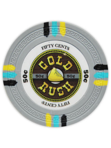 50¢ Gray - Gold Rush Clay Poker Chips