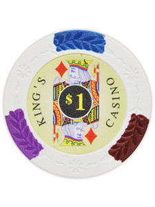 $1 White - King's Casino Clay Poker Chips