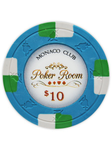 $10 Blue - Monaco Club Clay Poker Chips