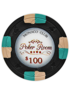 $100 Black - Monaco Club Clay Poker Chips