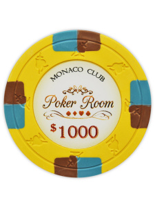 $1000 Yellow - Monaco Club Clay Poker Chips