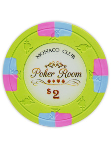 $2 Light Green - Monaco Club Clay Poker Chips