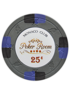 25¢ Gray - Monaco Club Clay Poker Chips