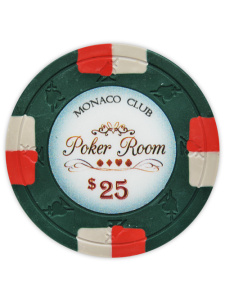 $25 Green - Monaco Club Clay Poker Chips