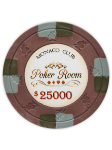 $25000 Brown - Monaco Club Clay Poker Chips