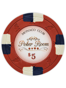 $5 Red - Monaco Club Clay Poker Chips