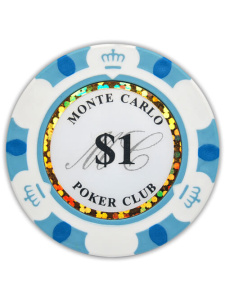 $1 White - Monte Carlo Clay Poker Chips