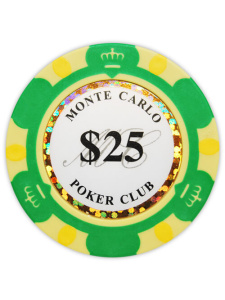 $25 Green - Monte Carlo Clay Poker Chips