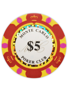 $5 Red - Monte Carlo Clay Poker Chips
