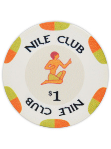 $1 White - Nile Club Ceramic Poker Chips