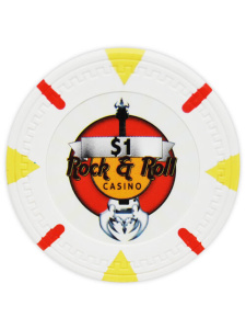 $1 White - Rock & Roll Clay Poker Chips