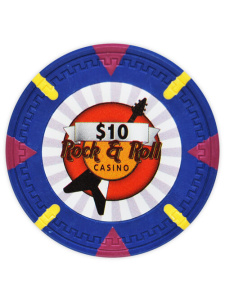 $10 Blue - Rock & Roll Clay Poker Chips