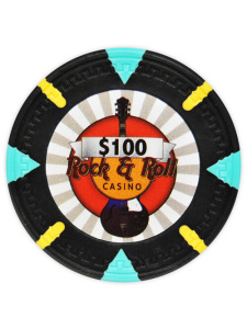 $100 Black - Rock & Roll Clay Poker Chips