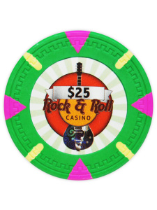 $25 Green - Rock & Roll Clay Poker Chips