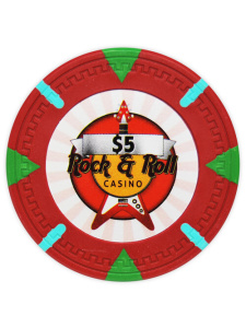 $5 Red - Rock & Roll Clay Poker Chips