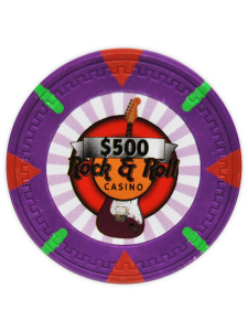 $500 Purple - Rock & Roll Clay Poker Chips