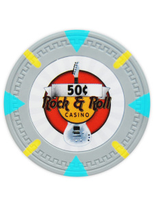 50¢ Gray - Rock & Roll Clay Poker Chips