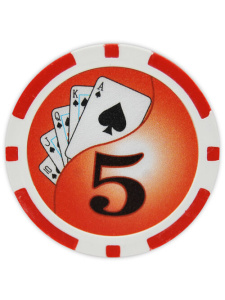 $5 Red - Yin Yang Clay Poker Chips