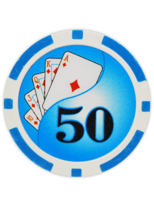 $50 Light Blue - Yin Yang Clay Poker Chips