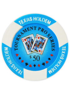 $50 Light Blue - Tournament Pro Clay Poker Chips