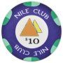 Nile Club - $10 D. Blue Ceramic Poker Chips